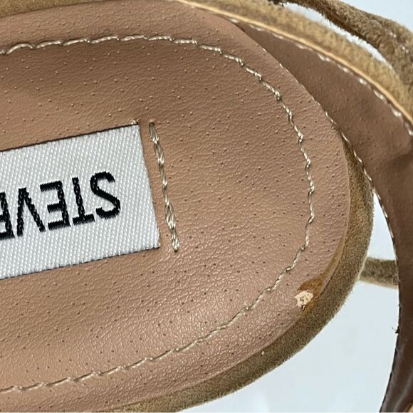 Steve Madden Carolynn Tan Animal Print Lace-Up Sandals Size 8 Lucite Heel Shoes - Picture 6 of 7